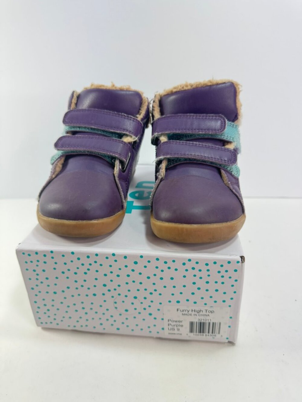 Ten Little Purple Furry High Top Toddler Boot sz 9